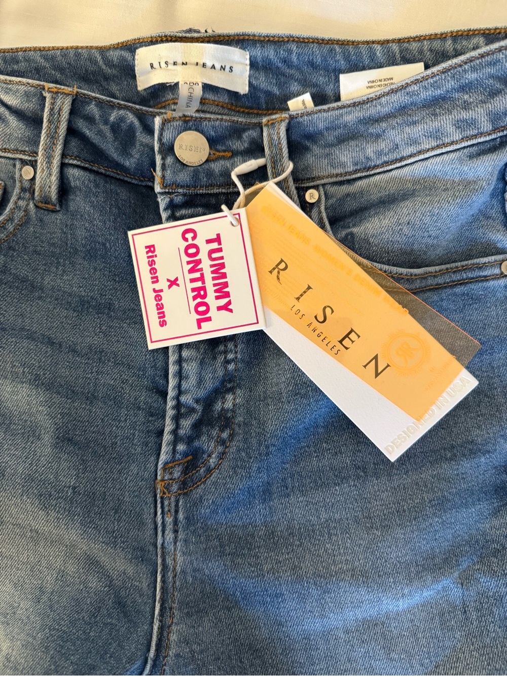 Risen High-Rise Light Blue Tummy Control Jeans